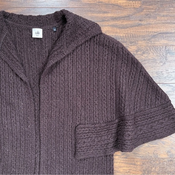 CAbi • Repose Cape #3702 cardigan sweater open Ganache brown chunky knit - Picture 4 of 11
